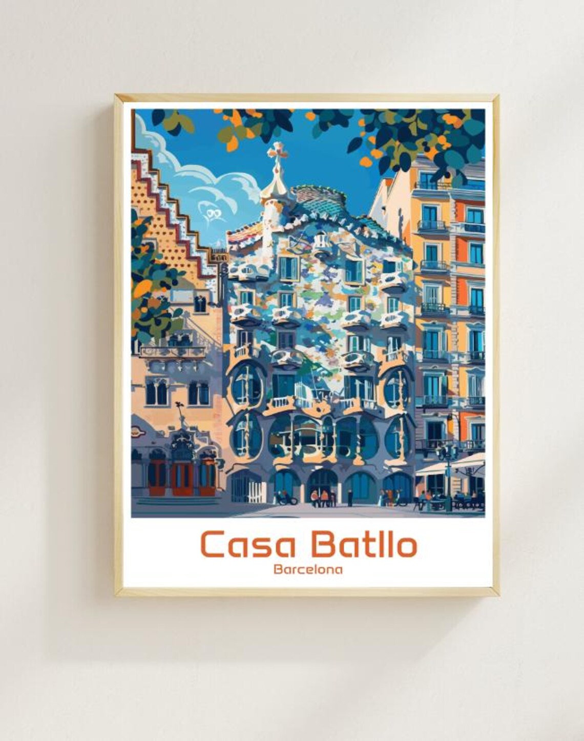 Casa Batllo Barcelona Gaudi Building Colorful Spain Travel Poster