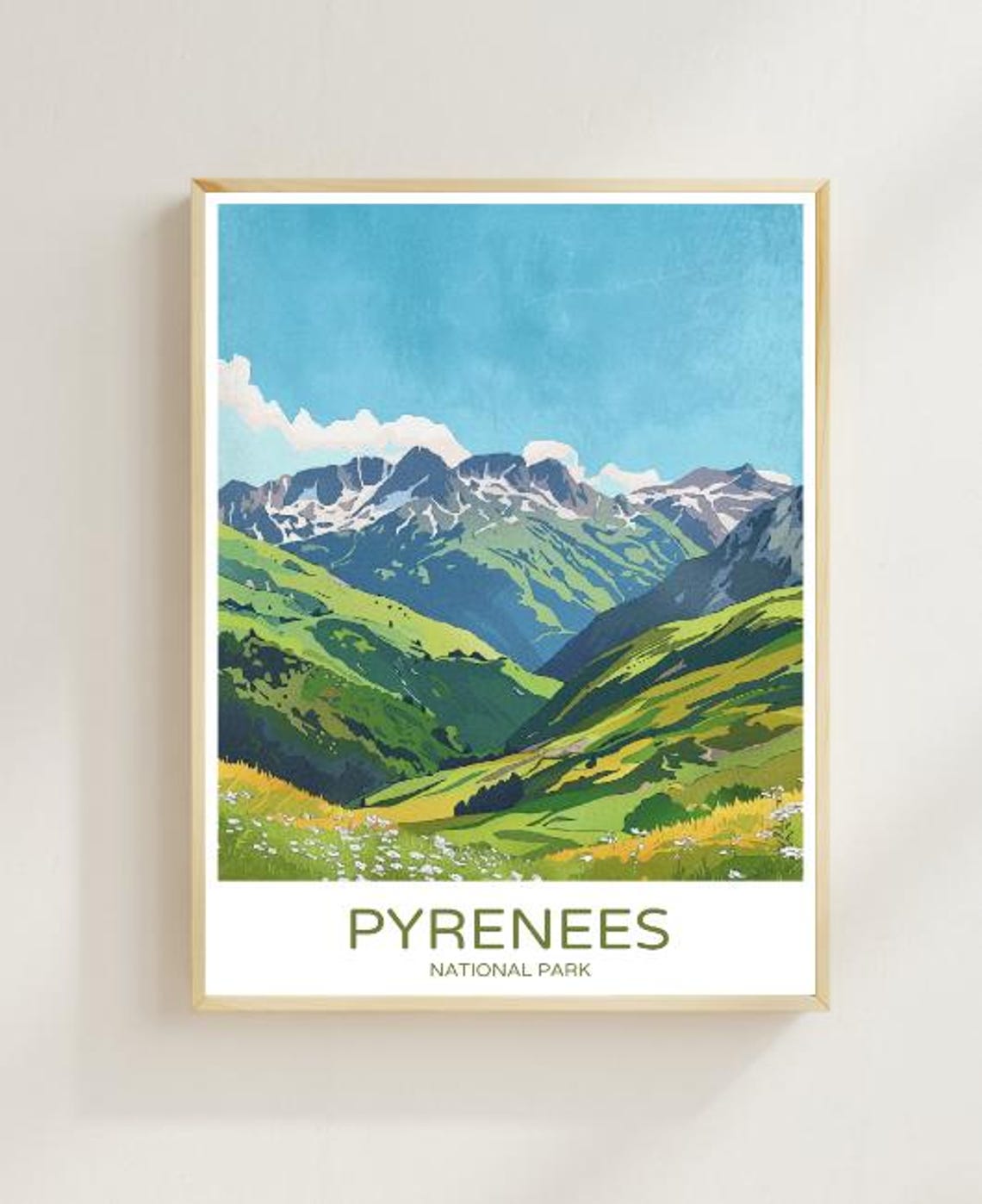 Parc National Des Pyrnes Travel Poster Majestic French Mountain Landscape Wall Art Nature Print France Decor
