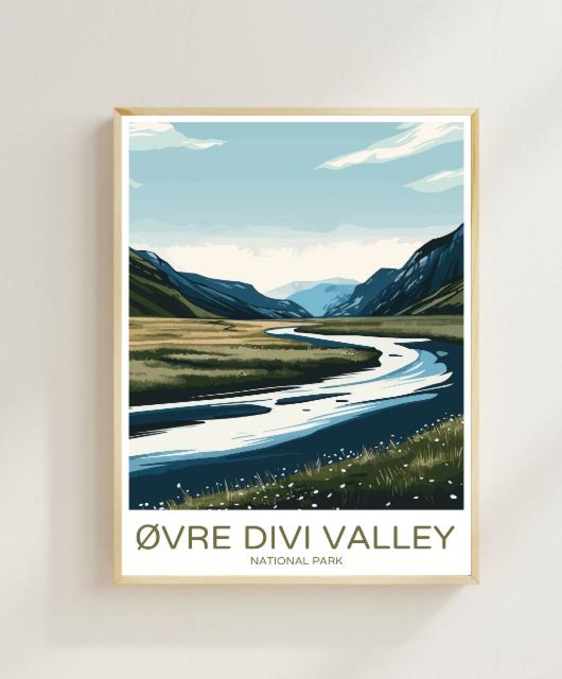 Ovre Divi Valley Norway National Park Winding River Travel Poster