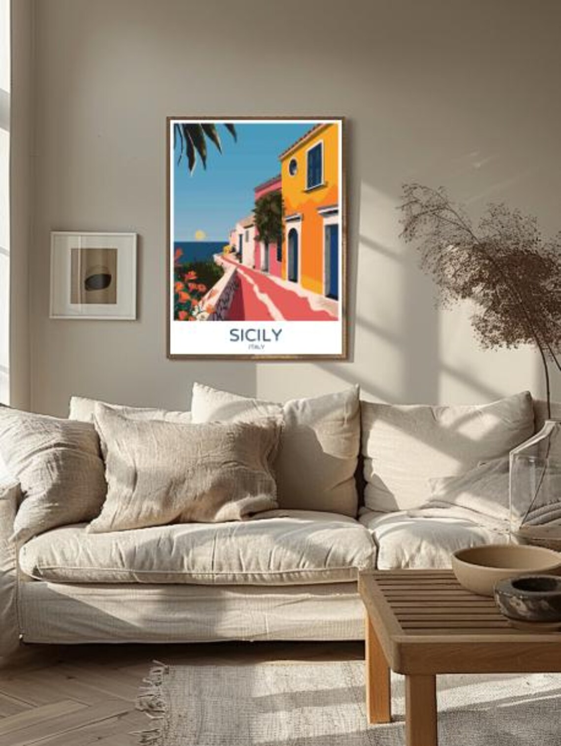 Sicily Italy Colorful Coastal Street Village Scenic Travel Poster - Image 2