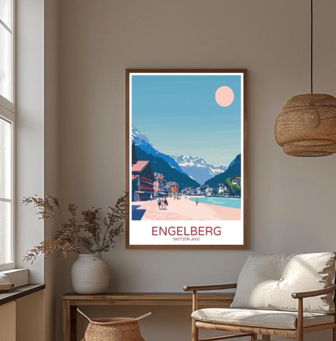 Engelberg Switzerland Alpine Village Snowy Peaks Travel Poster - Image 3