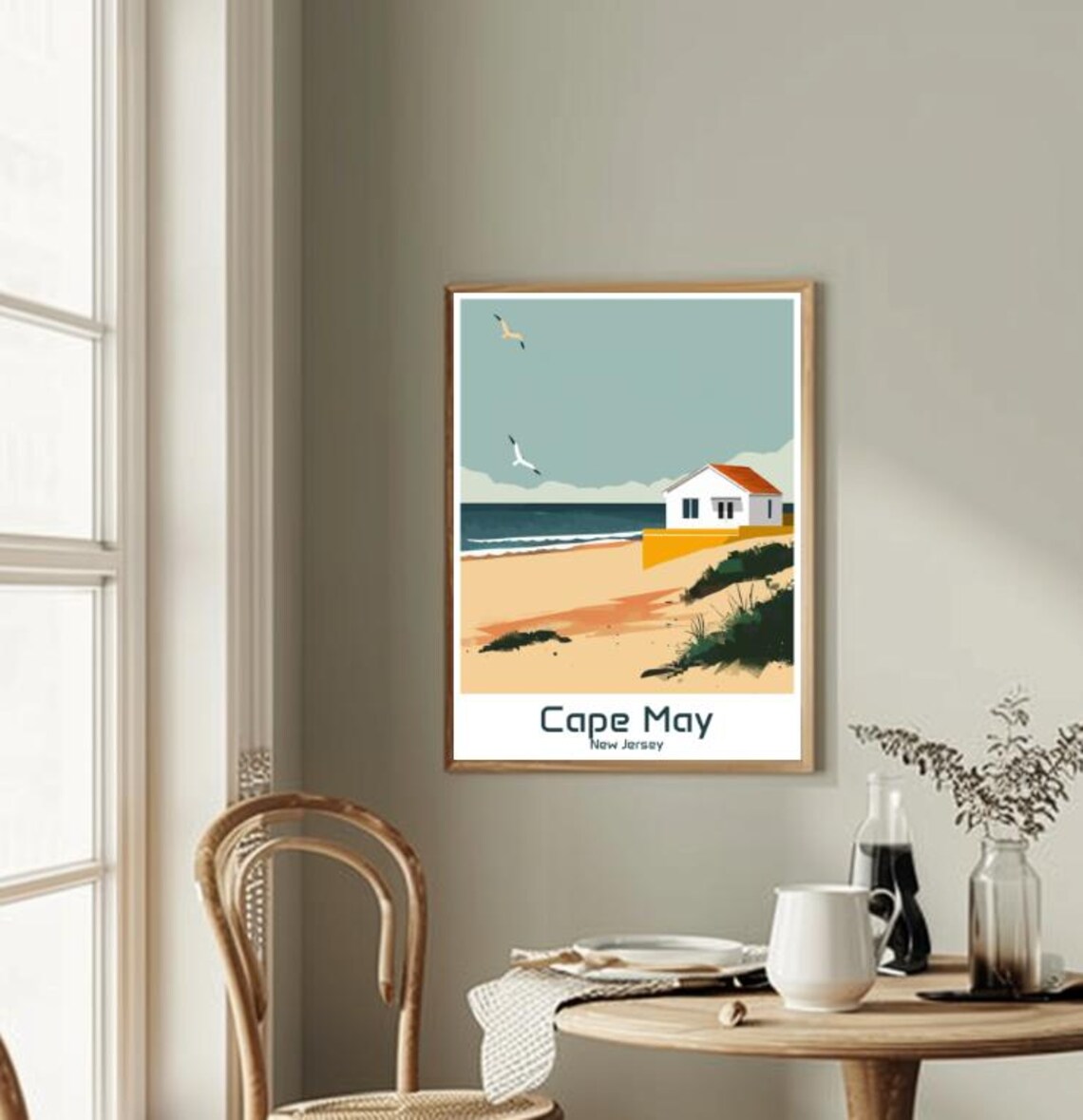 Cape May New Jersey Vintage Travel Beach Cottage Ocean Poster - Image 2