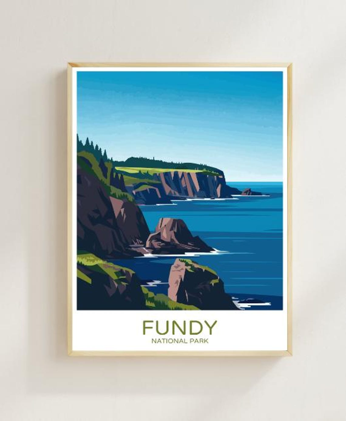 Fundy National Park Rugged Cliffs Above Deep Blue Water Travel Poster