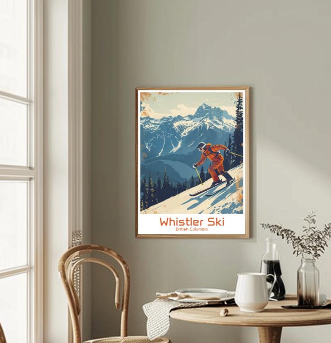 Whistler Ski British Columbia Vintage Mountain Resort Travel Poster - Image 2