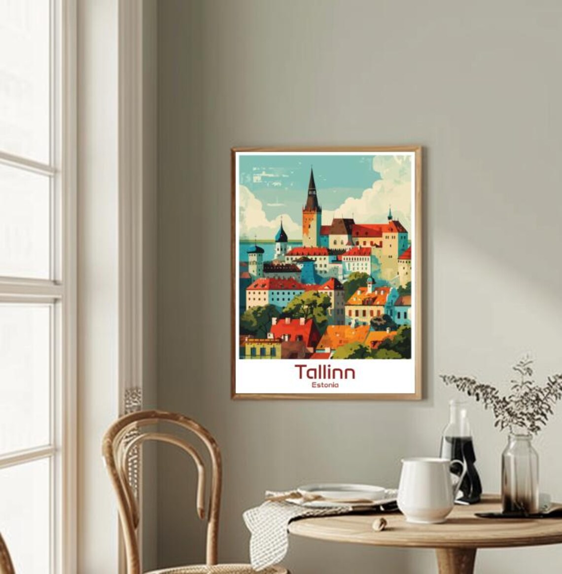 Tallinn Estonia Old Town Medieval Rooftops Illustration Travel Poster - Image 2