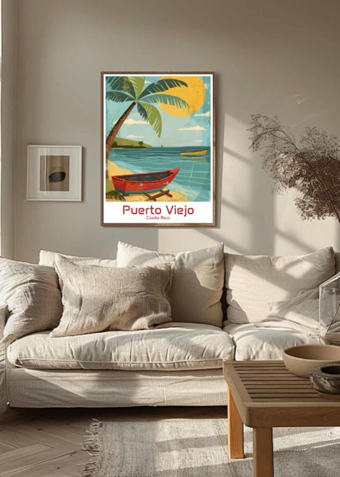 Puerto Viejo Costa Rica Sunset Beach Palm Retro Travel Poster - Image 3