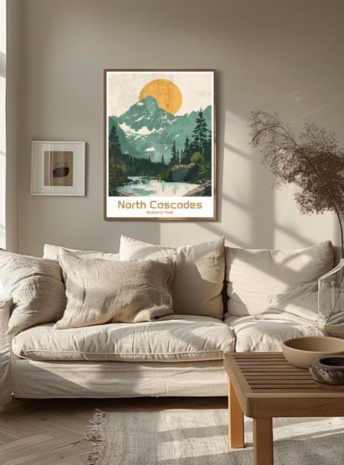 North Cascades National Park Mountain Lake Sunset Travel Poster - Image 3