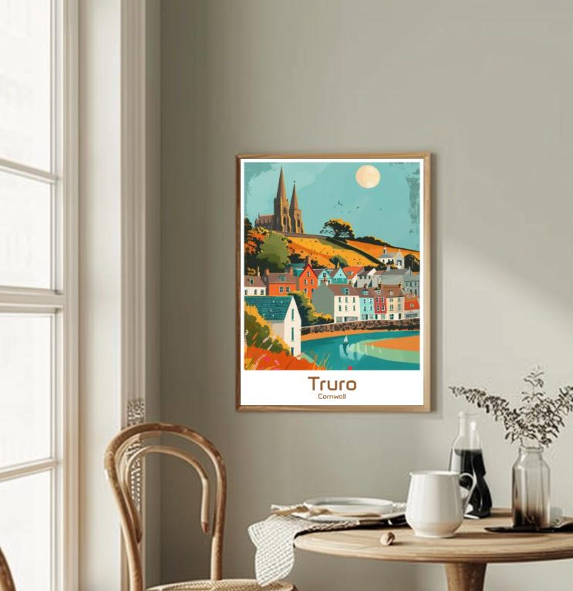 Truro Cornwall Scenic Cathedral Spires Harbor Town Travel Poster - Image 2
