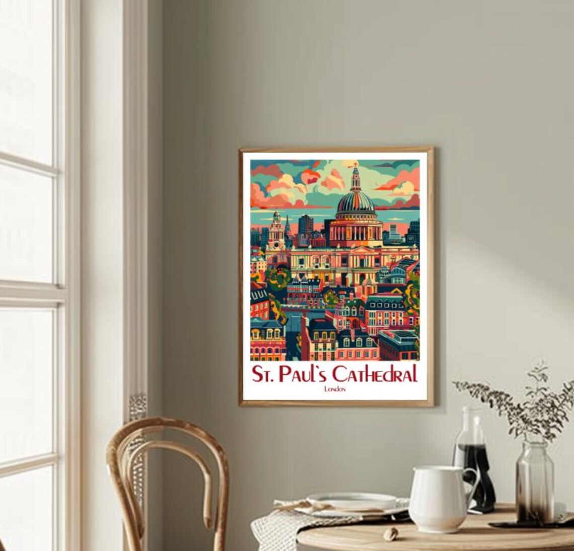 St. Paul's Cathedral Colorful Dome Illustration London Travel Poster - Image 2