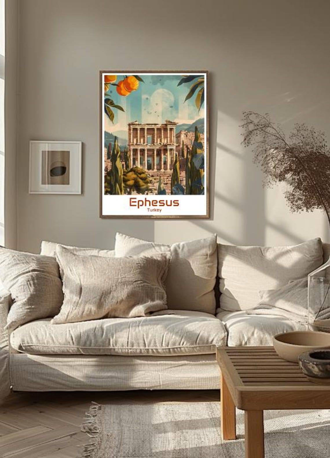 Ephesus Turkey Library of Celsus Ruins Moonlit Night Scene Poster - Image 3