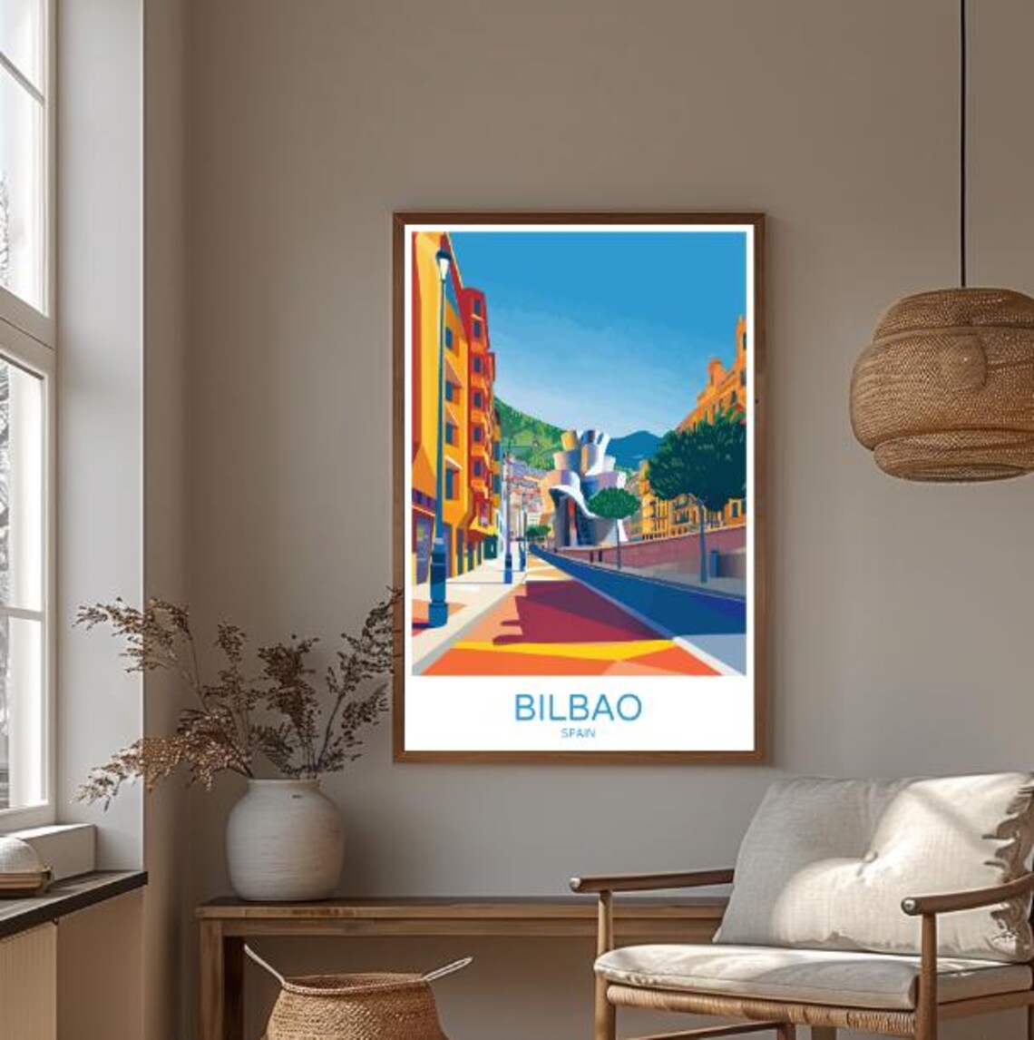 Bilbao Spain Travel Poster Guggenheim Museum in Bold Street Colors - Image 3