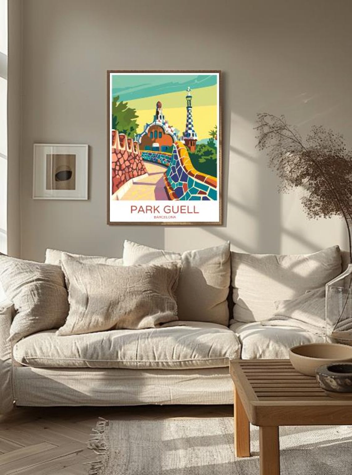 Park Guell Barcelona Mosaic Gaudi Architecture Retro Travel Poster - Image 3