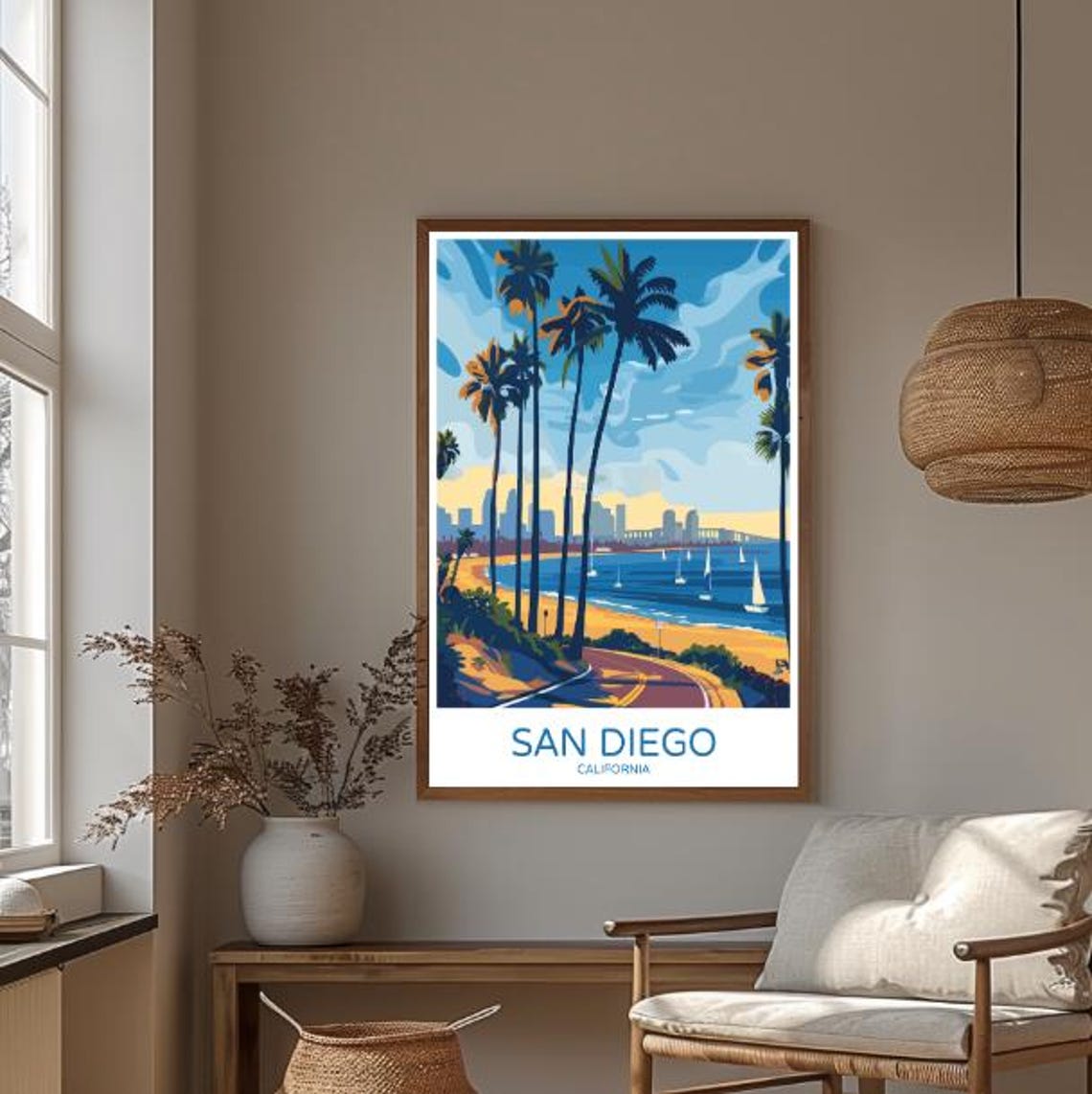 San Diego California Travel Postervibrant Cityscape Wall Art Of Americas Finest Citycoastal Decor Urban Artwork Travel Gift Wall Print - Image 3