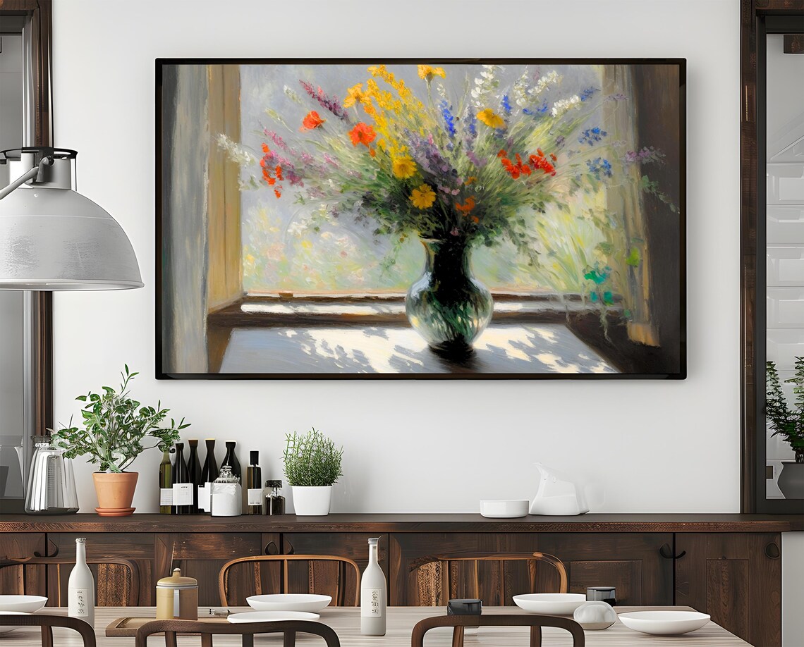 Floral Still Life Vase Painting, Botanical Art Print
