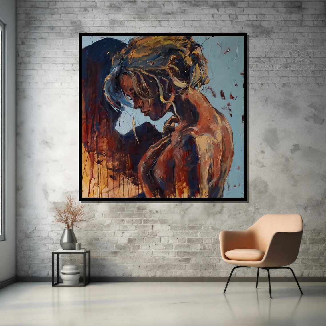 Emotional Woman Bowed Head Warm Tones Poster for Bedroom Decor - Image 5