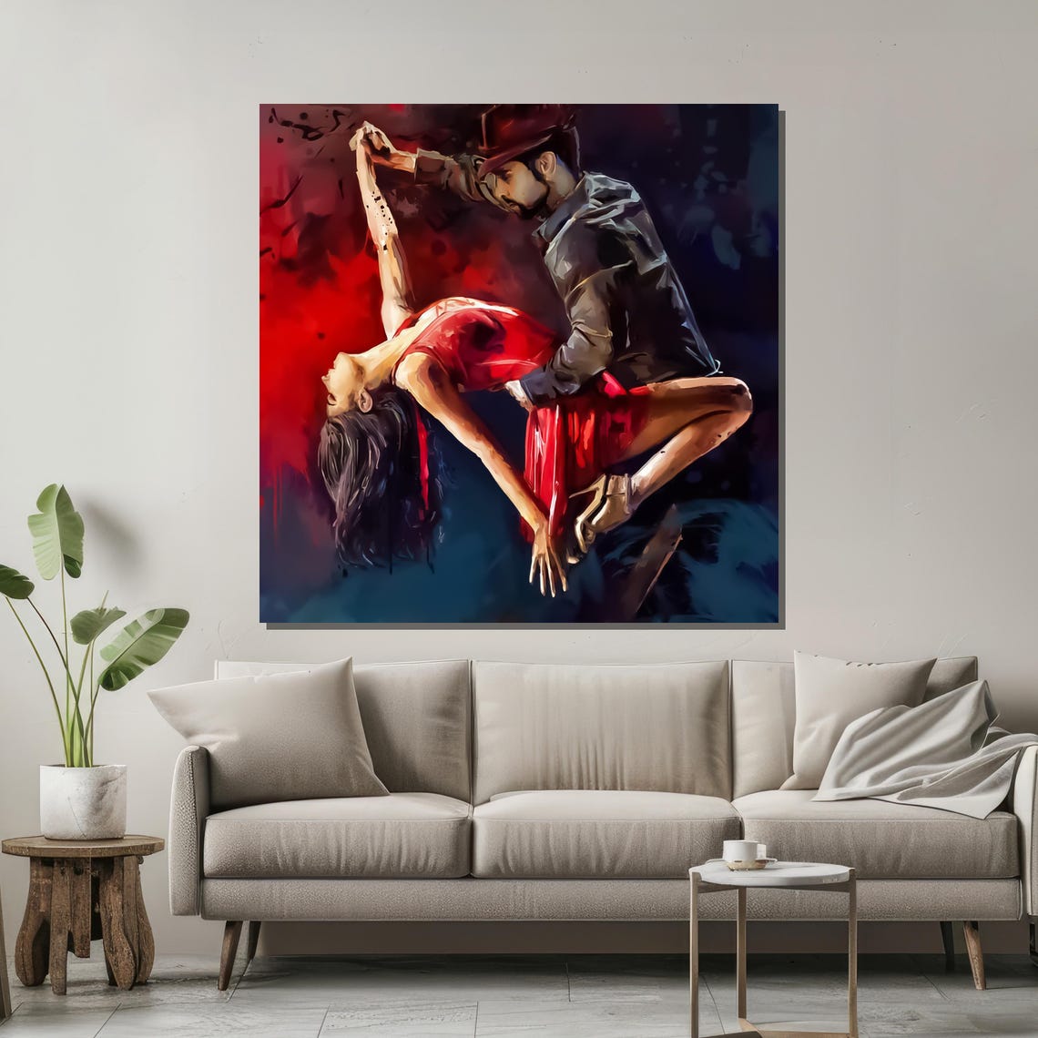 Dramatic Tango Dip Red Dress Dance Poster for Passionate Decor - Image 2