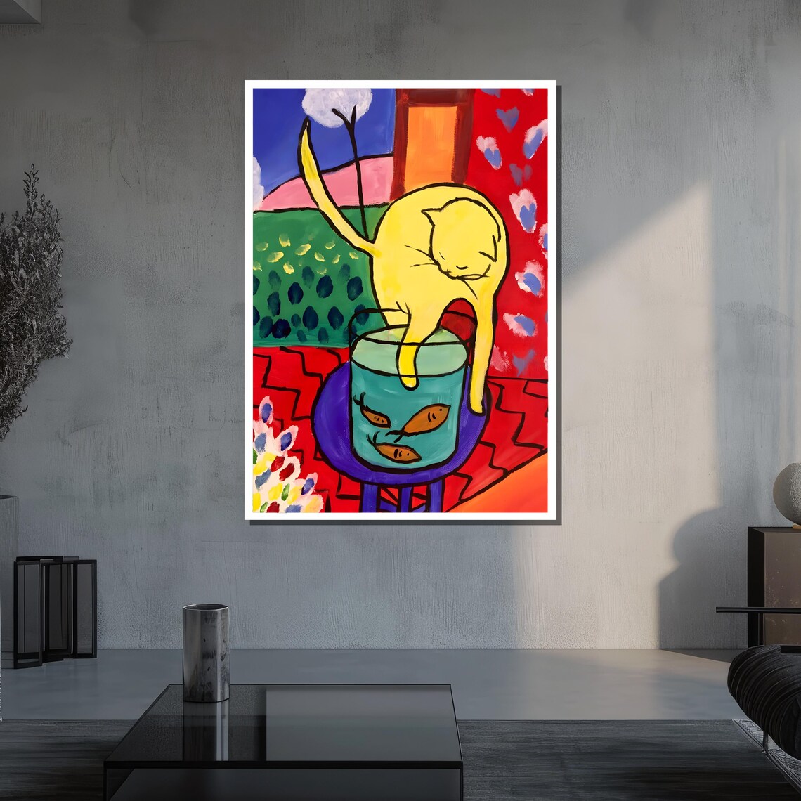 Henri Matisse Yellow Cat with Red Fish Bowl Fauvist Art Poster - Image 3