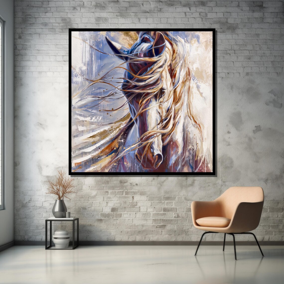 Elegant Horse with Flowing Mane in the Wind Poster for Home Decor - Image 5