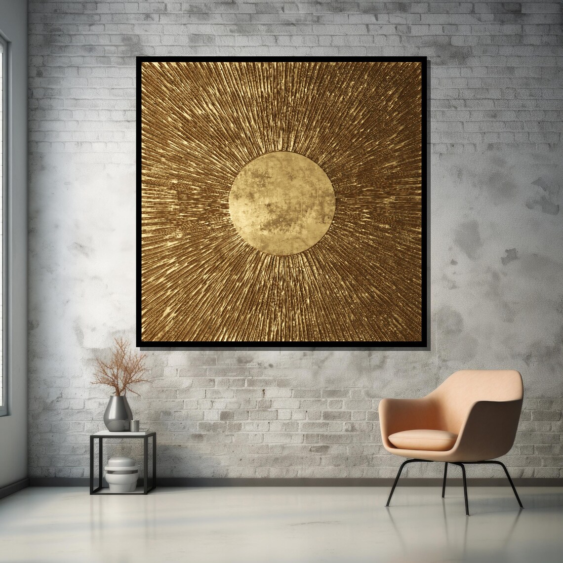 Golden Sunburst Art Radiate Luxury In Your Space With Striking Textured Gold Wall Art For Modern Interiors - Image 5