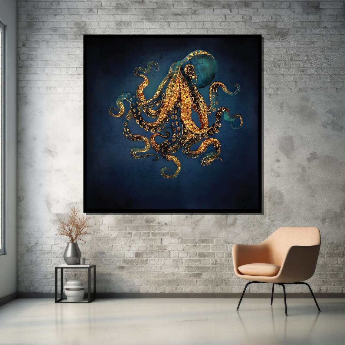 Majestic Golden Octopus Deep Sea Ocean Art Poster for Living Room - Image 5