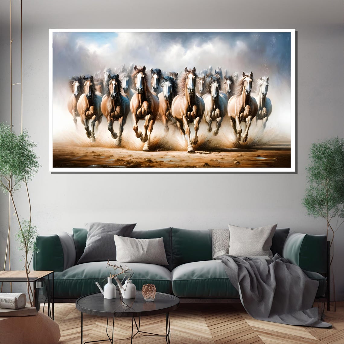 Galloping Horse Herd Running Through Dust Dramatic Western Art Poster - Image 3