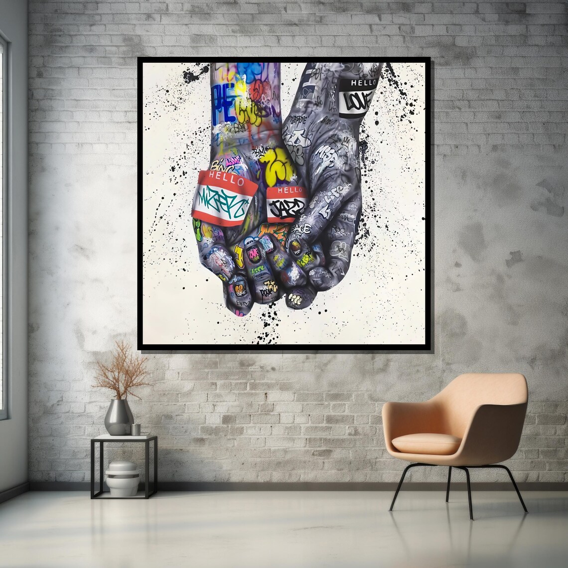 Two Hands With Graffiti Tattoos Holding Each Other Street Art Poster - Image 5