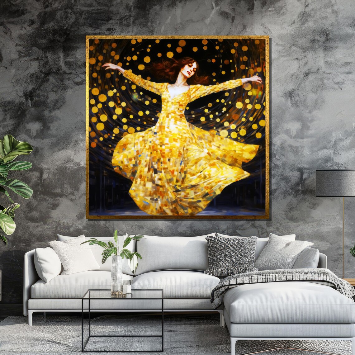 Golden Mosaic Gown Dancer Starry Lights Poster for Glam Living Room - Image 6