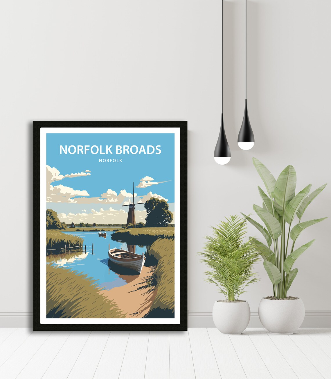 Norfolk Broads Travel Poster, Scenic Place Art Print - Image 4