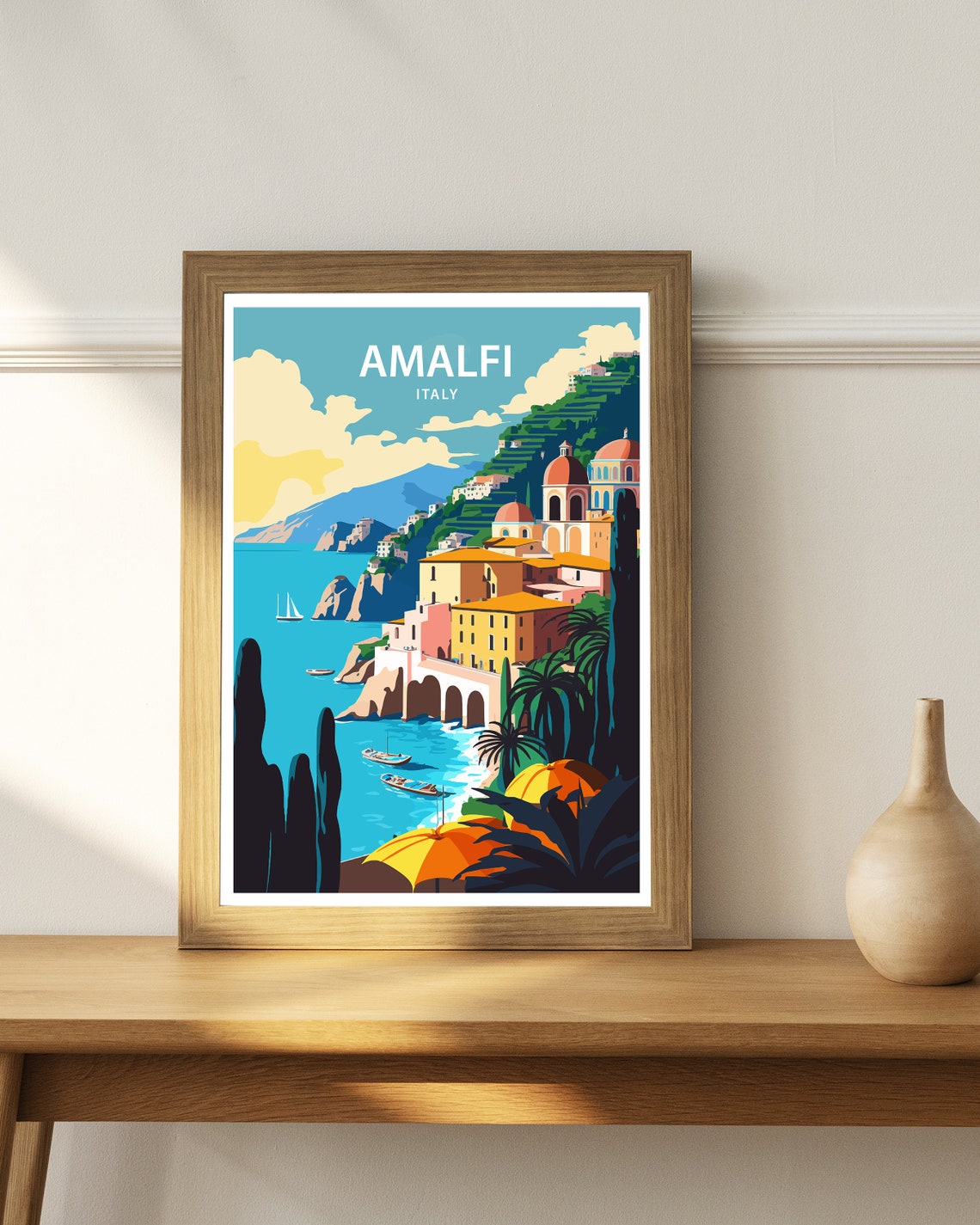Amalfi Coast Travel Print Amalfi Coast Italy Wall Art Amalfi Coast Home Living Decor Amalfi Illustration Scenery Travel Poster Gift Travel - Image 4