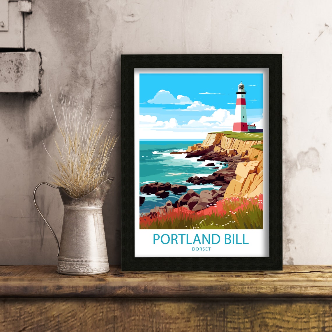 Portland Bill Travel Print Portland Wall Decor Uk Portland Art Portland Wall Art Uk Poster Gift For Lighthouse Enthusiasts Portland Bill Art - Image 6