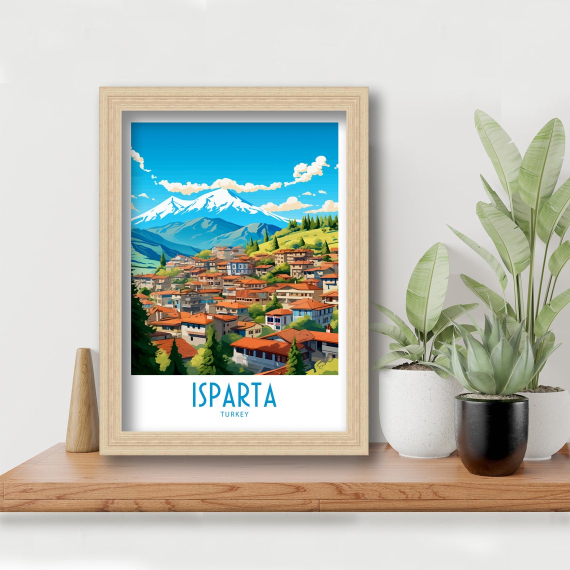 Isparta Turkey Mountain Town Snow Capped Peak Travel Art Poster - Image 6
