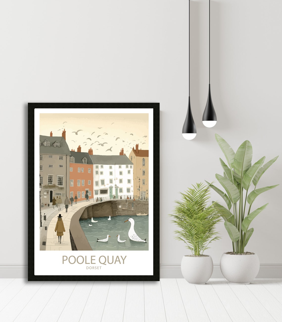 Poole Quay Dorset Harbour Gulls Townhouses Vintage Travel Poster - Image 4