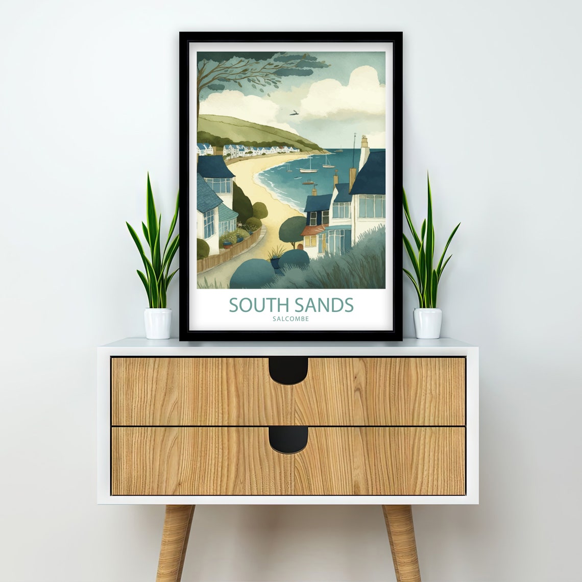 South Sands Salcombe Devon Beach Sailboats Coastal Walk View Poster - Image 2