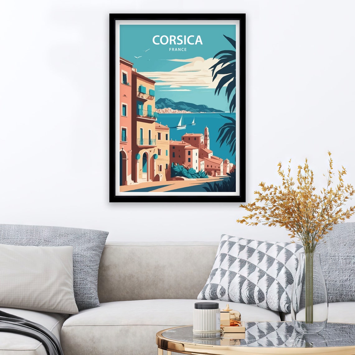 Corsica Travel Print Wall Art Corsica Travel Poster Gift For Corsica Scenery Wall Art Corsica France City Wall Art Gift Corsica France Art - Image 4