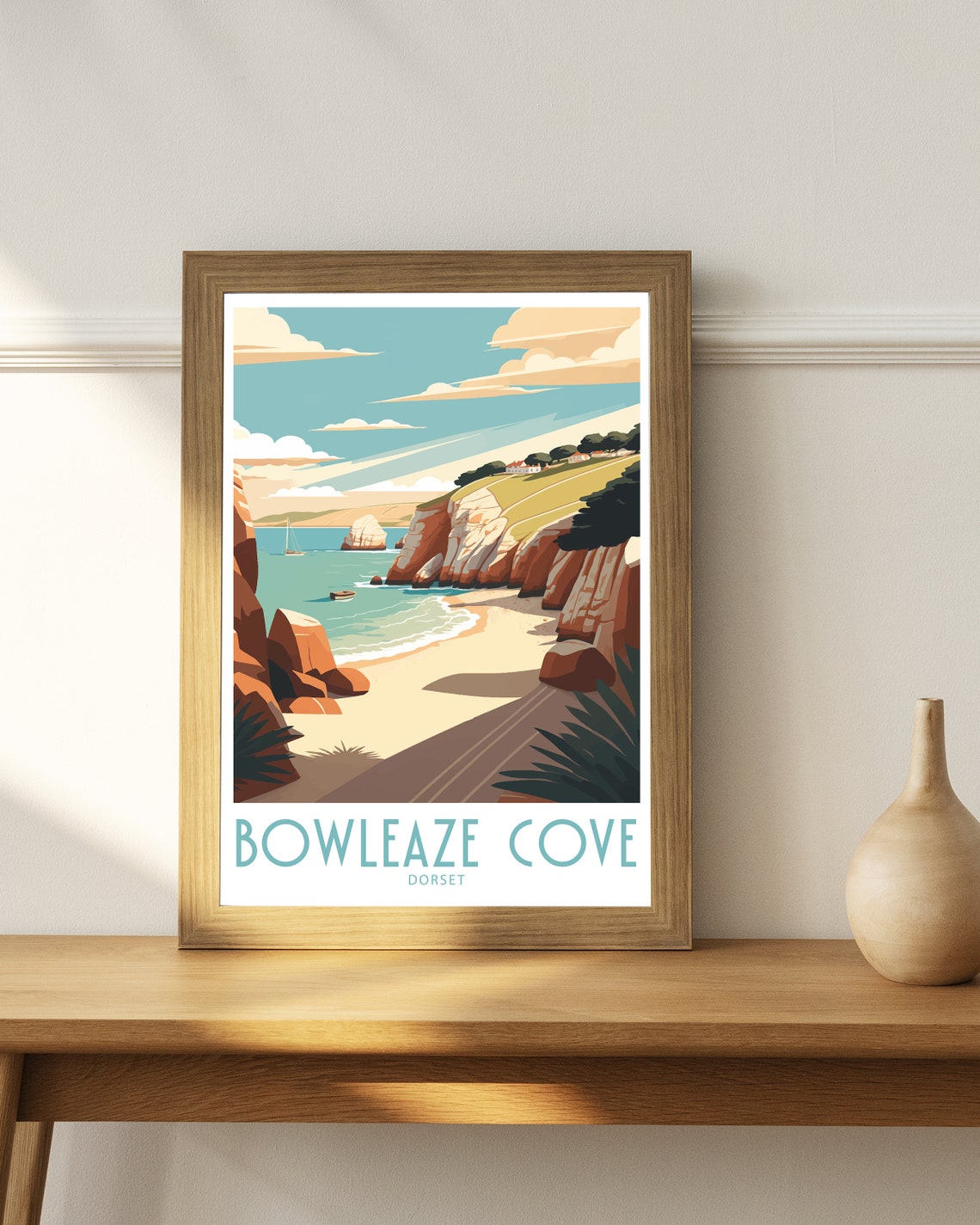 Bowleaze Cove Dorset Golden Rocky Beach Vintage Travel Poster - Image 4