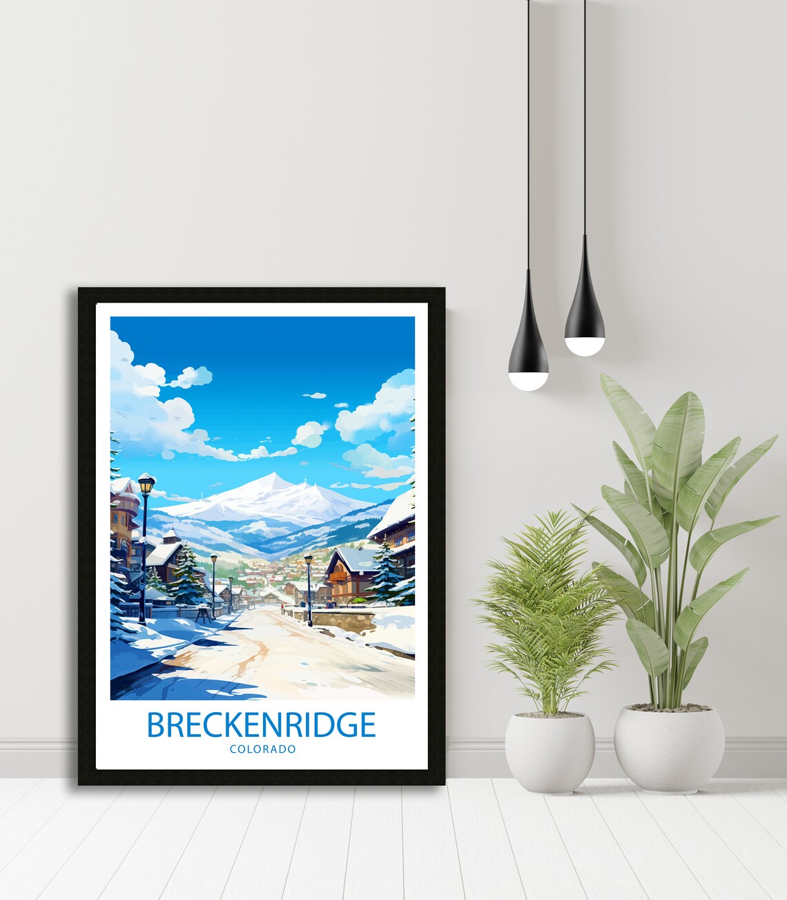 Breckenridge Colorado Snowy Alpine Village Winter Ski Scene Poster - Image 4