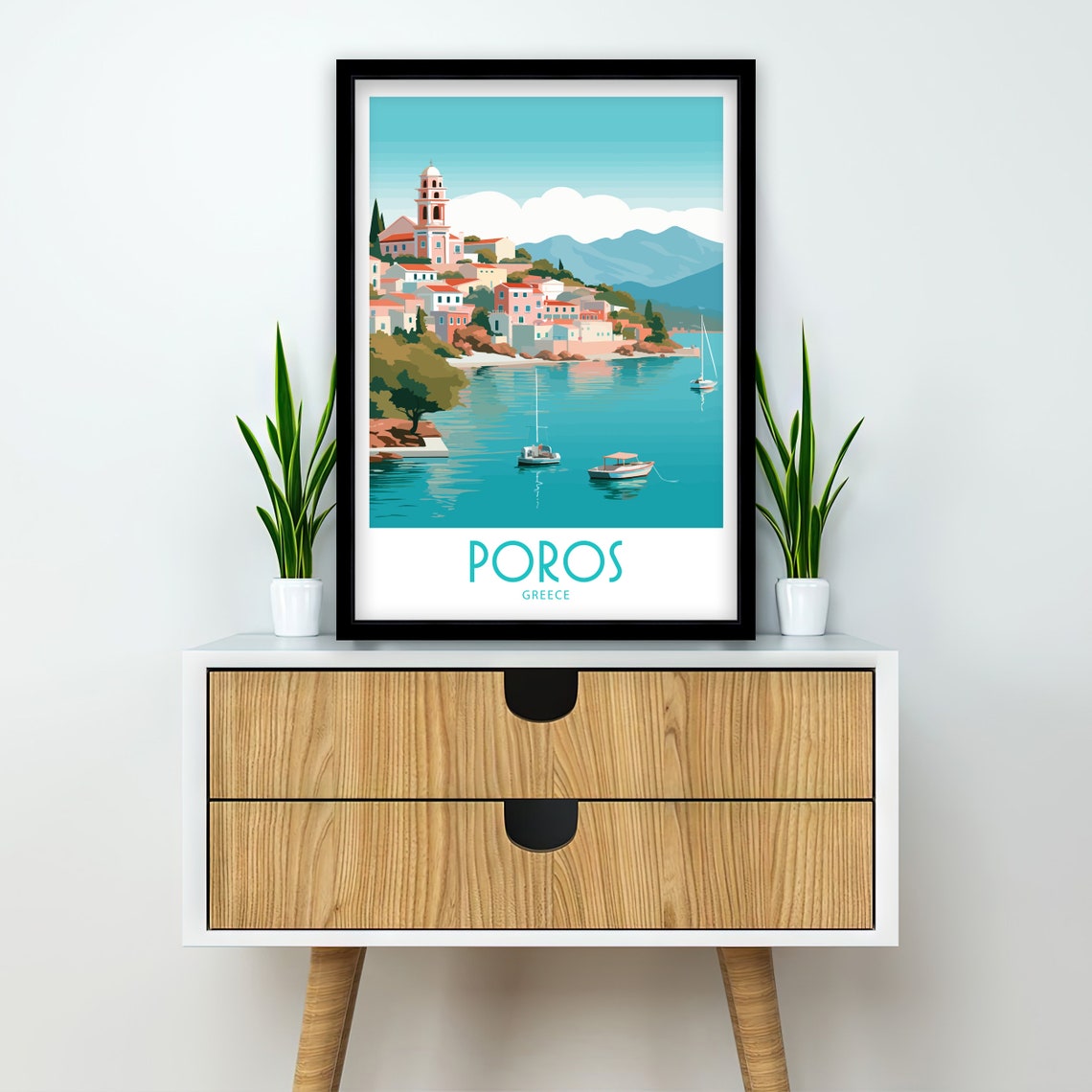 Poros Travel Print Wall Art Poros Wall Hanging Home Dcor Poros Gift Art Lovers Greece Art Lover Gift Poros Wall Dcor Print Poros Print Art - Image 2