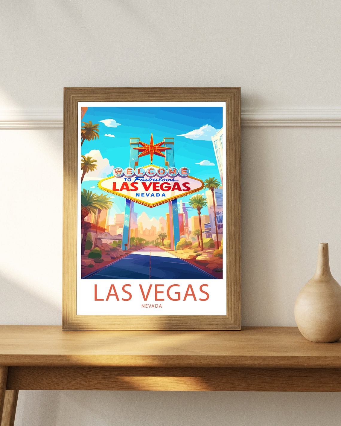 Las Vegas Nevada Welcome Sign Classic Roadside Icon Art Poster - Image 3