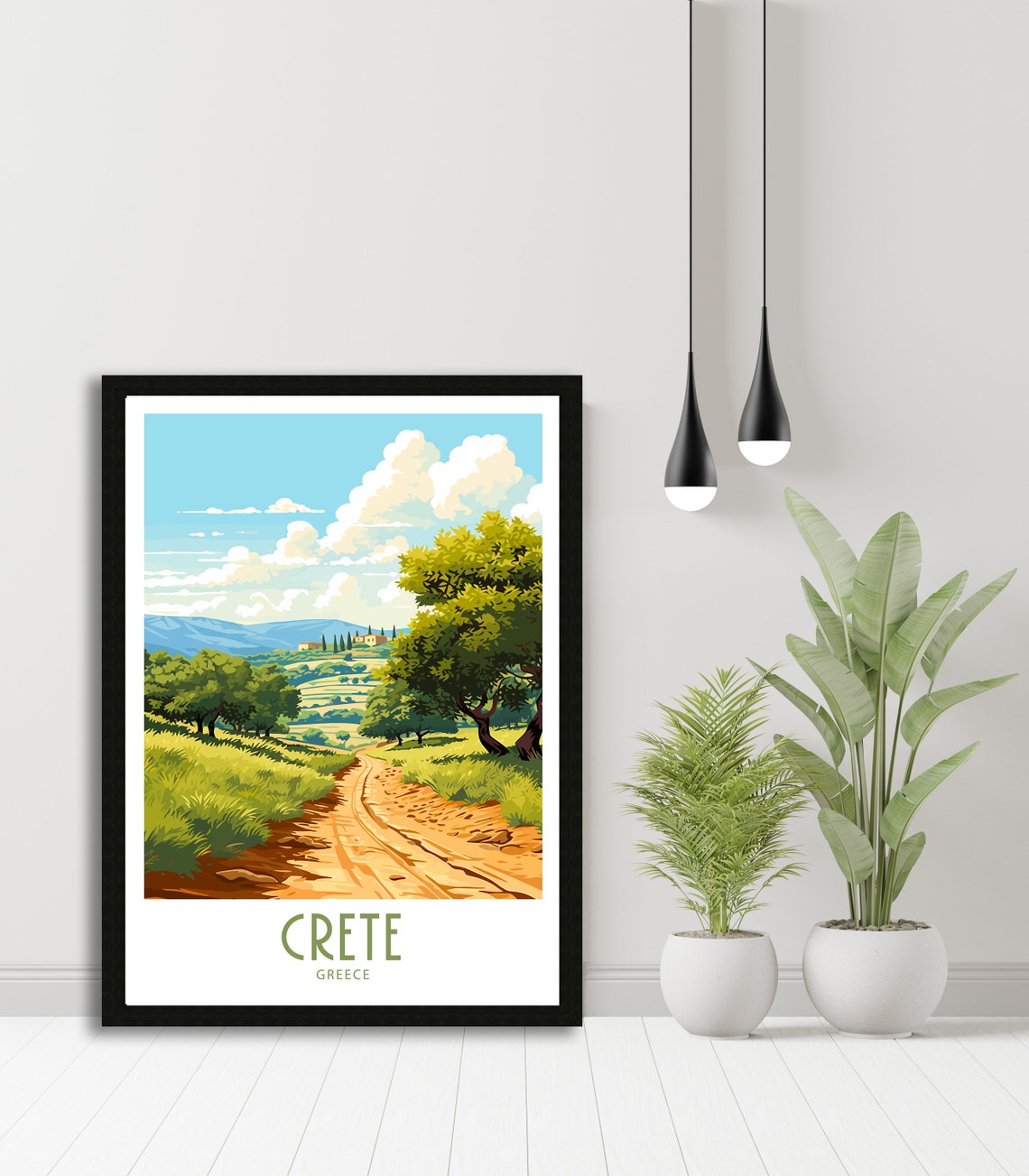 Crete Greece Olive Grove Country Road Sunny Retro Travel Poster - Image 5