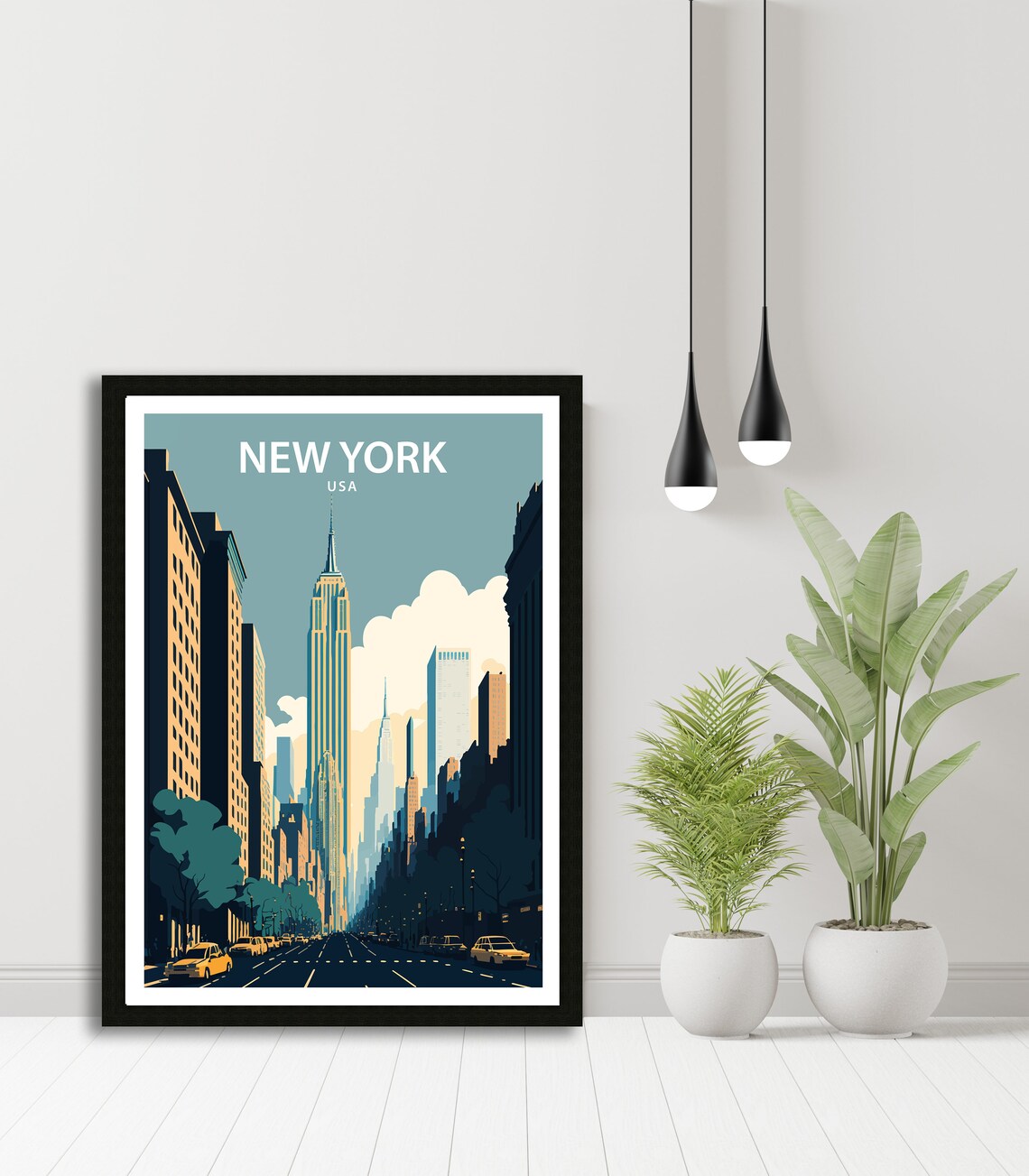 New York City Empire State Building Street Yellow Cabs Travel Poster - Image 4
