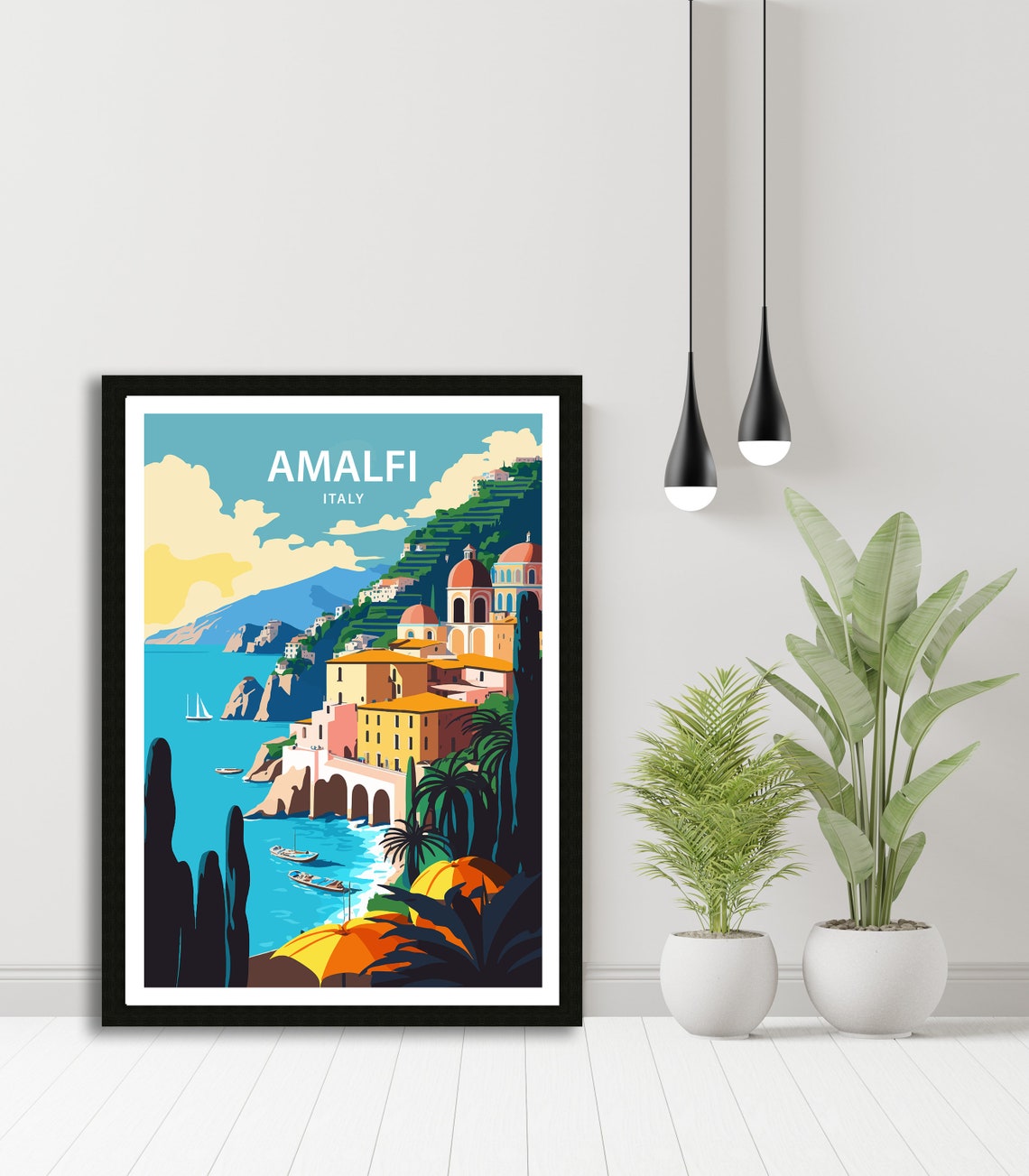 Amalfi Coast Travel Print Amalfi Coast Italy Wall Art Amalfi Coast Home Living Decor Amalfi Illustration Scenery Travel Poster Gift Travel - Image 5