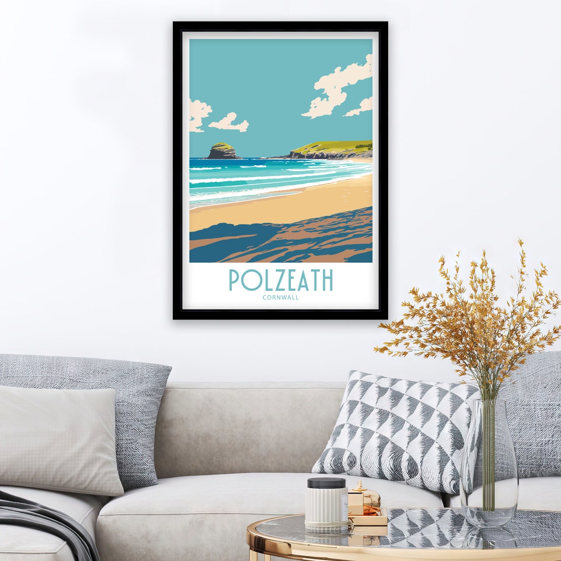 Polzeath Cornwall Long Sandy Beach Surf Coast Retro Travel Poster - Image 4