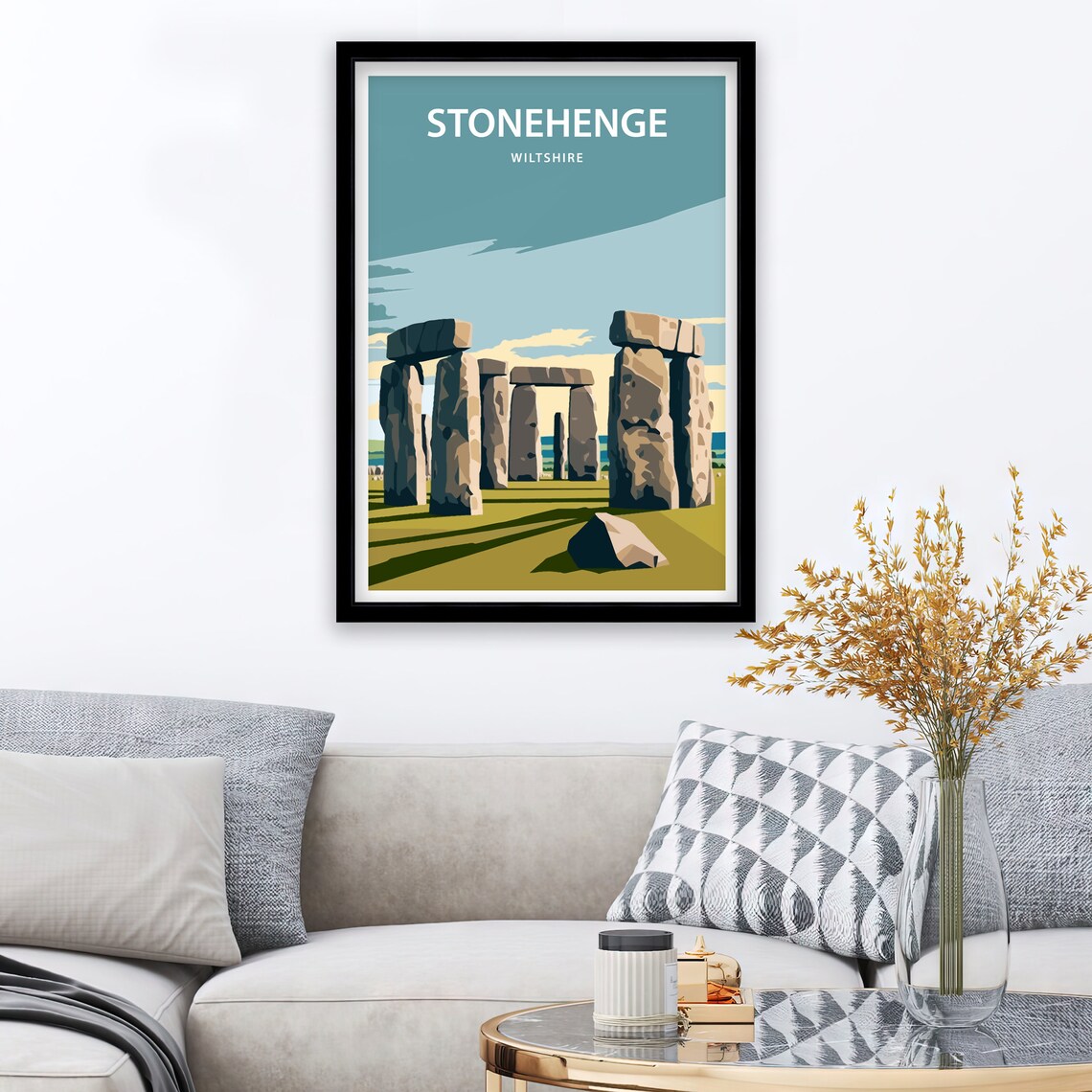 Stonehenge Wiltshire Ancient Stones Sunrise Meadow Travel Poster - Image 2