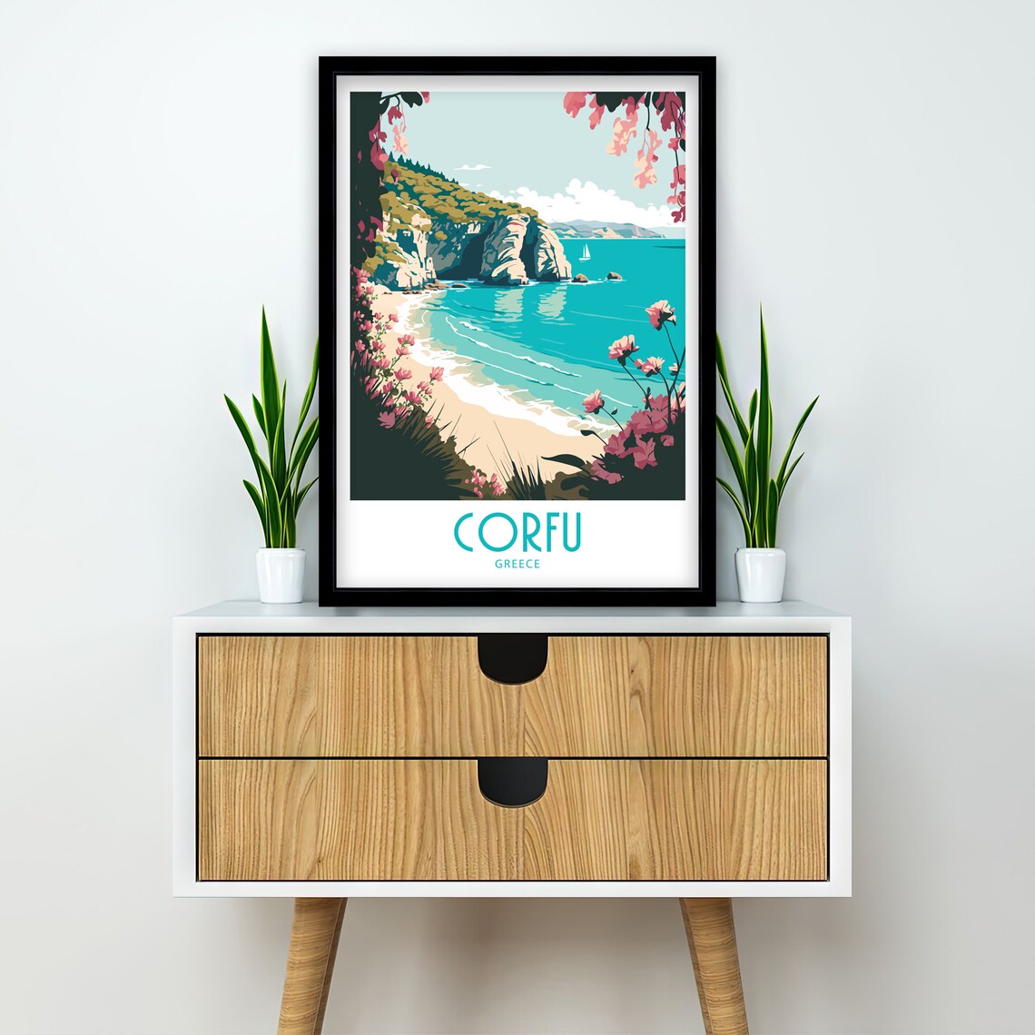 Corfu Greece Travel Poster, Europe Wall Art - Image 2
