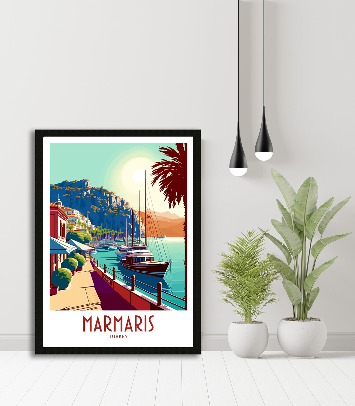 Marmaris Turkey Harbour Promenade Yachts Vintage Travel Poster - Image 5