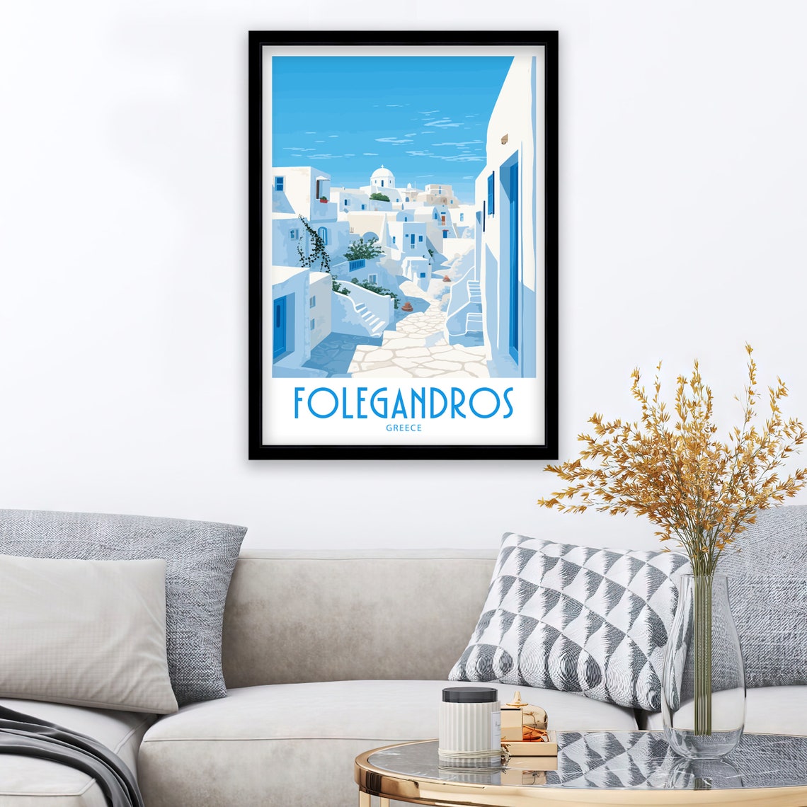 Folegandros Greece Domed Church Whitewashed Village Lane Travel Poster - Image 3