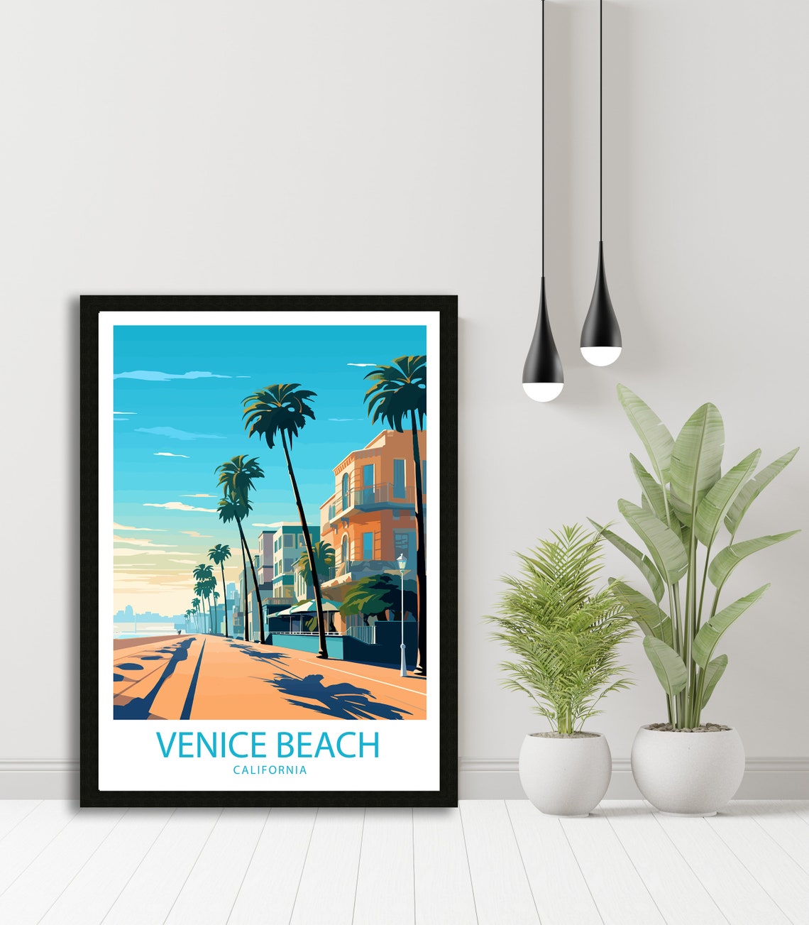 Venice Beach California Palm Lined Street Ocean Avenue Travel Poster - Image 4