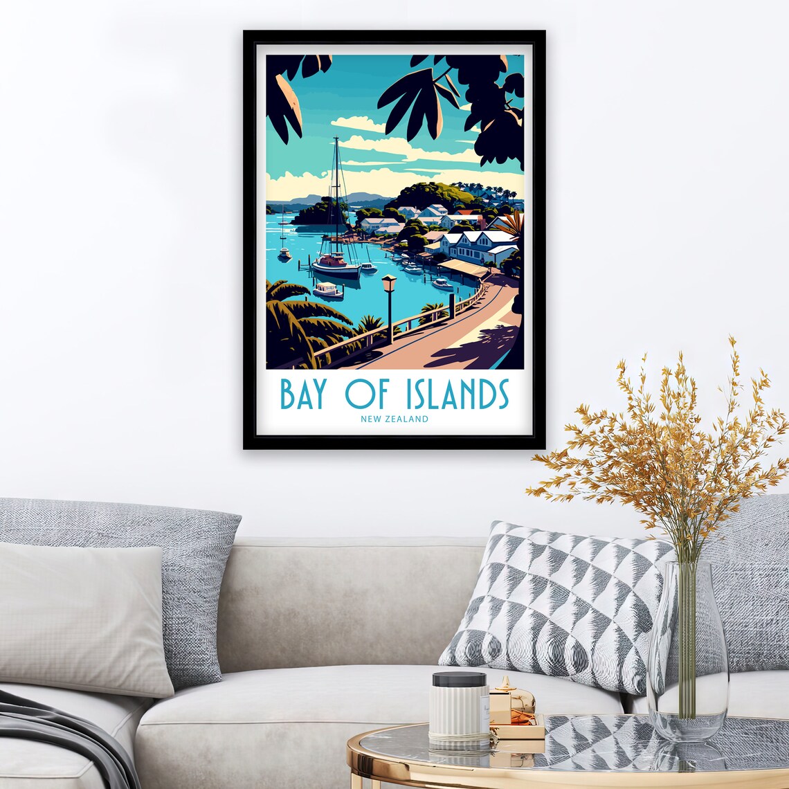 Bay Of Islands Travel Poster, New Zealand Travel Art - Image 3