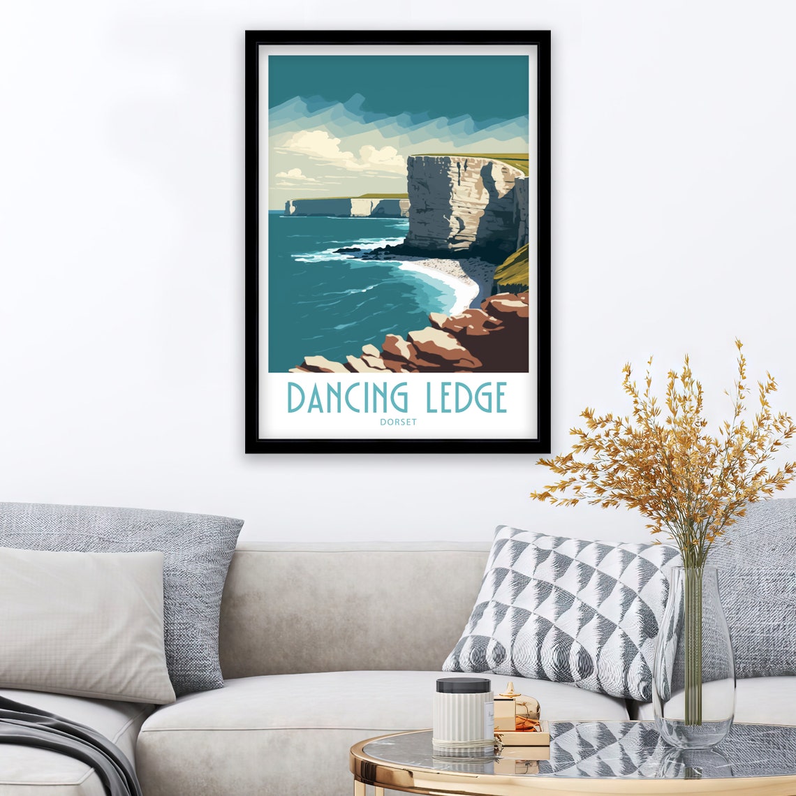 Dancing Ledge Dorset Limestone Cliffs Coast Vintage Travel Poster - Image 3