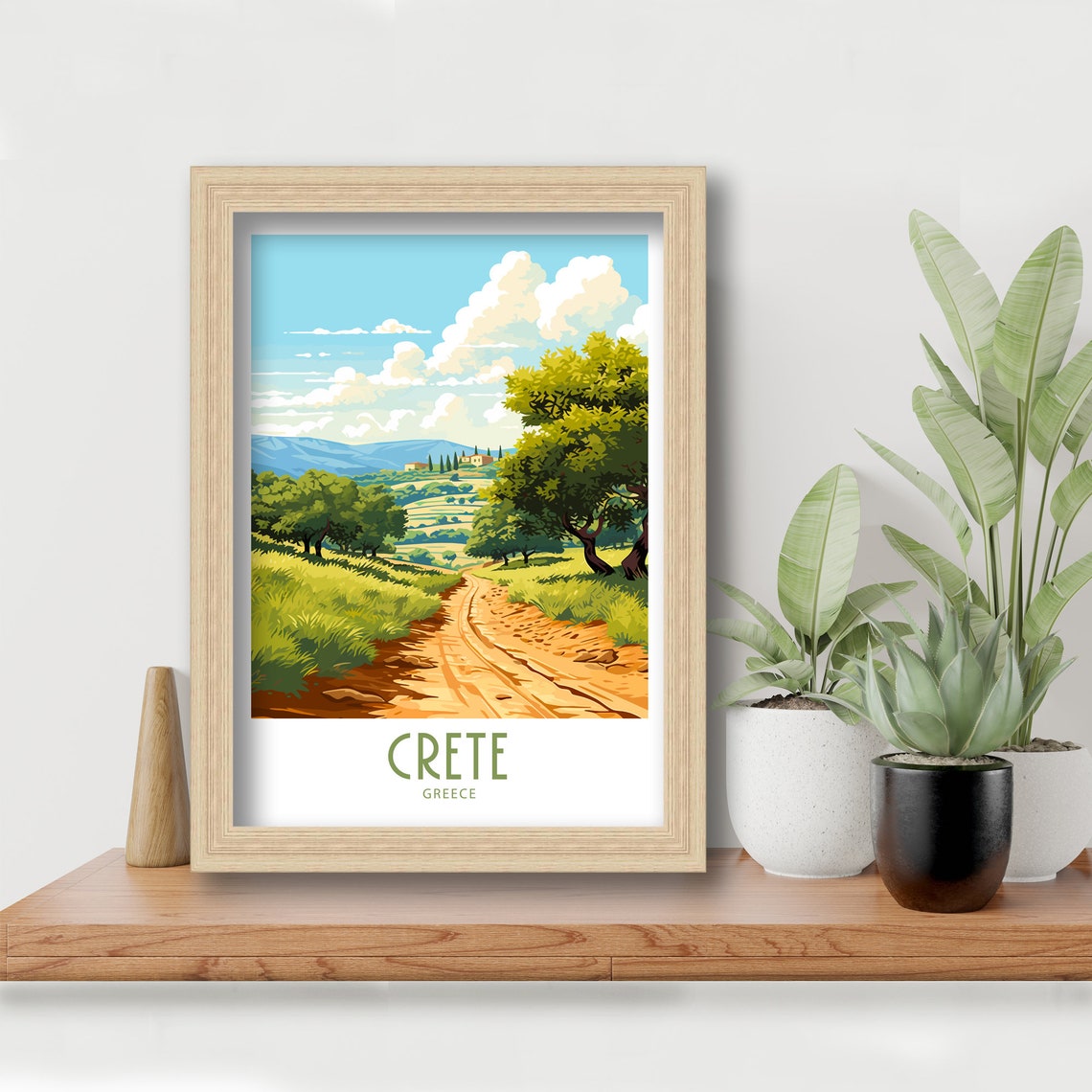 Crete Greece Olive Grove Country Road Sunny Retro Travel Poster - Image 6